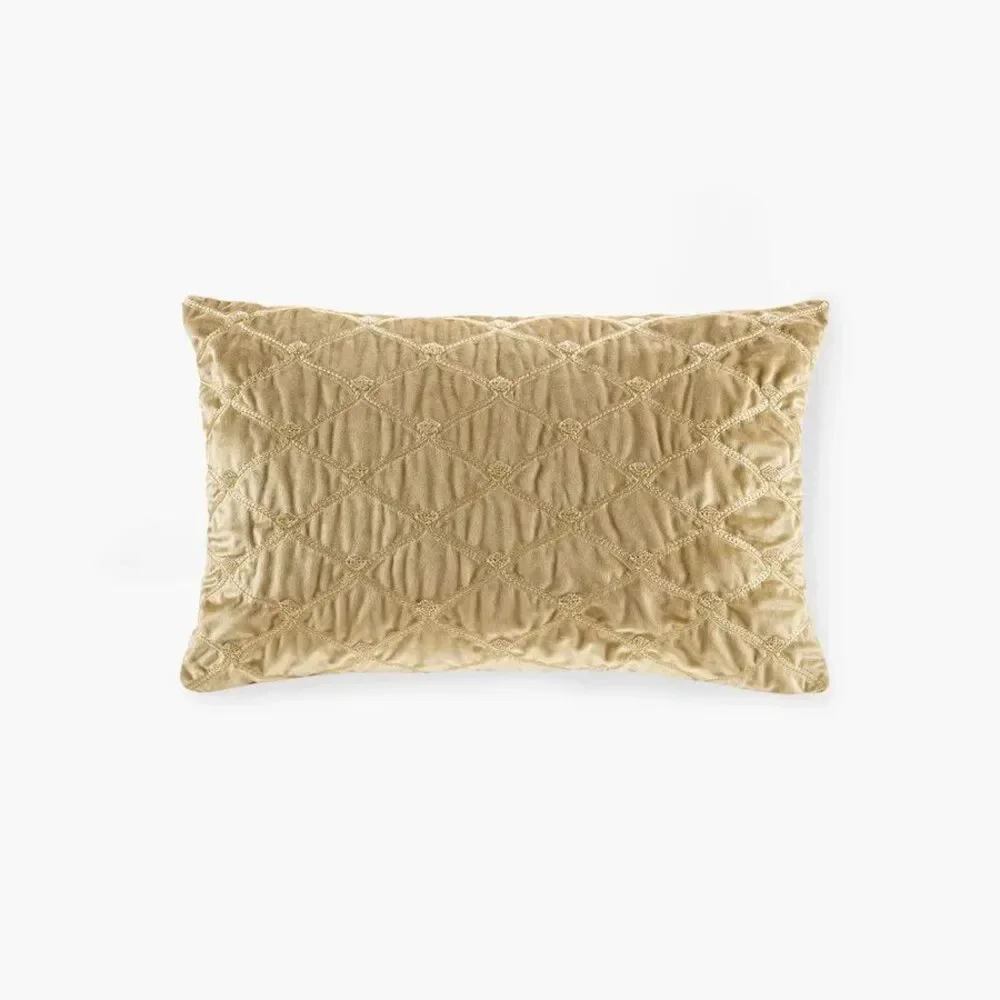 Croscill Aumont Luxury Decor Pillow • 22x15 Oblong Velvet Hand Beaded Accent